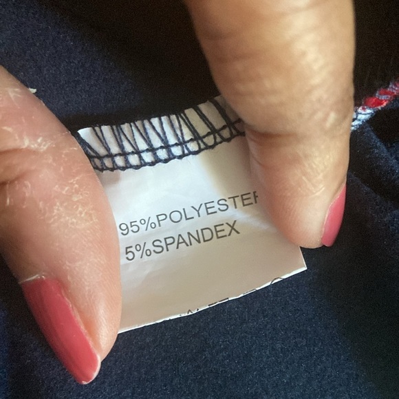 Navy Blue And Red Striped Long Sleeve  Plus Size 2X Midi Dress - Picture 6 of 7